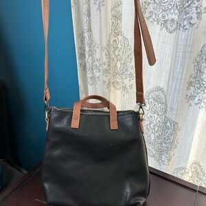 Antik Kraft Black and Brown Crossbody Bag